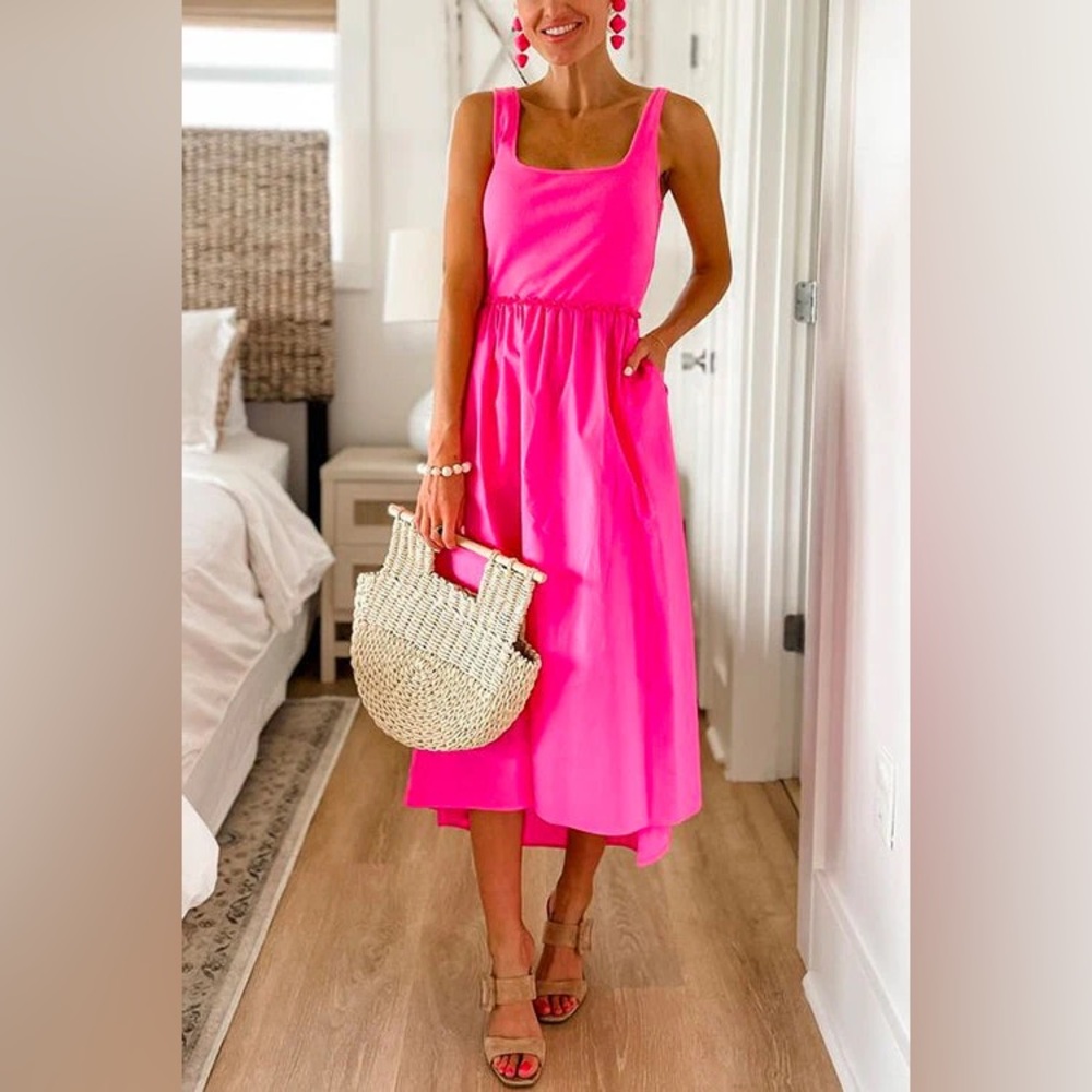 Margovil Summer Sleeveless Waisted Swing Midi Dress